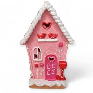 Cupcakes and Cashmere Pink Valentine's Day Gingerbread Love Birds Light Up House